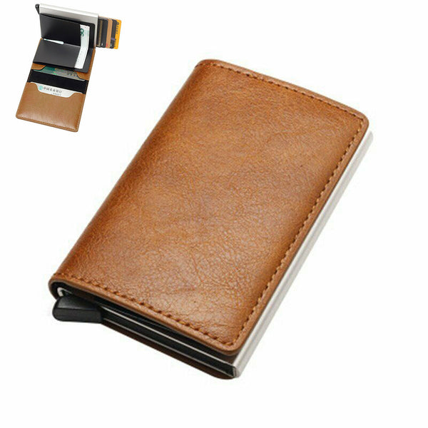 Credit Card Holder Leather Wallet RFID Blocking Pop Slim Aluminum Card Case AUS