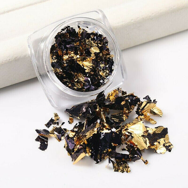 6 Colours Nail Art Sequins Mirror Glitter Powder Foil Flakes Paillette Decor AU