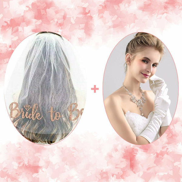 Bride To Be Veil Two-tier Hens Night Bachelorette Party Bridal Gloves Rose Gold