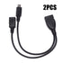 2 In 1 OTG Micro USB Host Power Y Splitter USB Adapter to Micro 5Pin 20cm
