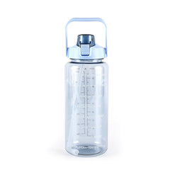 2L Water Bottle Straw Cup Motivational Drink Flask With Time Markings Sports Gym