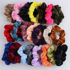 UP 24X Hair Scrunchies Flannel Velvet Hair Ties Hair Band Women Ponytail Holder