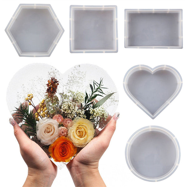Large Crystal Epoxy Resin Mold Geometry Cube Specimen Love Heart Round Mould DIY