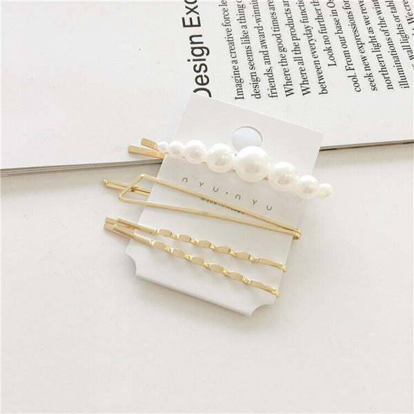 Women Girl Pearl Hair Clip Snap Barrette Stick Pin Hair Accessories Party AU