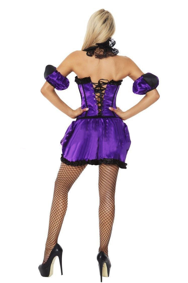 Ladies Burlesque Royal Queen Purple Corset Fancy Dress Costume Skirt - Lets Party