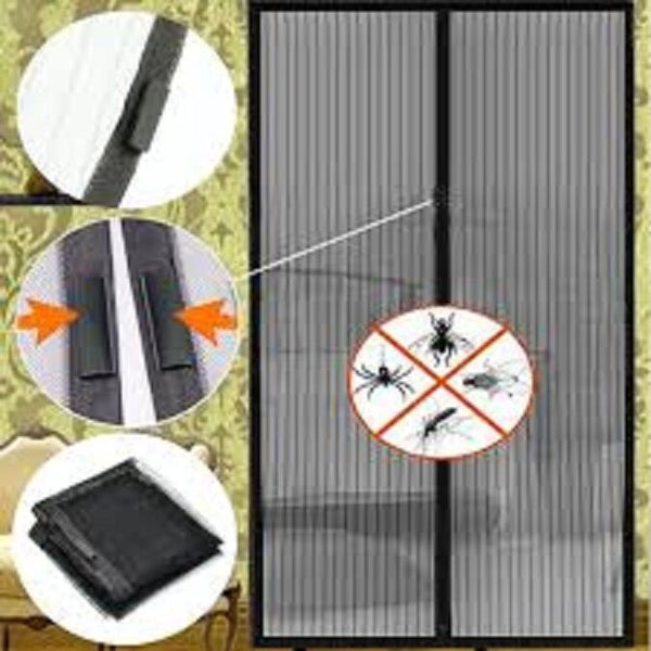 2 x SET Magnetic Door Mesh Black Fly Screen Magic Magna Mosquito Bug Curtain - Lets Party