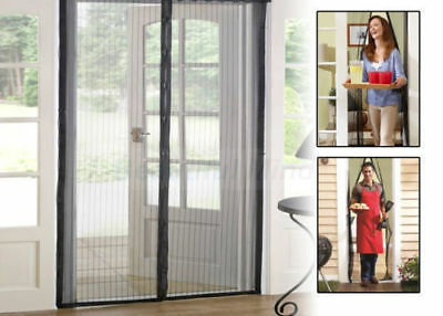 2 x SET Magnetic Door Mesh Black Fly Screen Magic Magna Mosquito Bug Curtain - Lets Party