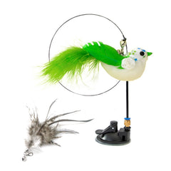 Cat Teaser Wand – Interactive Bird Feather Wand Toy with Suction
