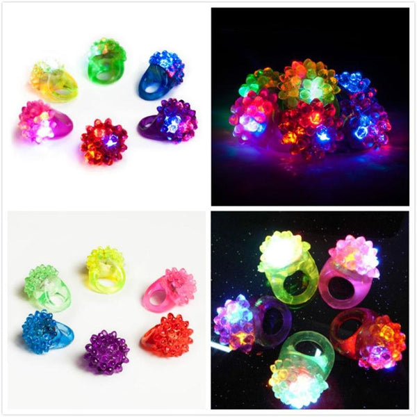 Led Flashing Strawberry Finger Rings Beams Lights Glow In the dark Party Toy - Lets Party