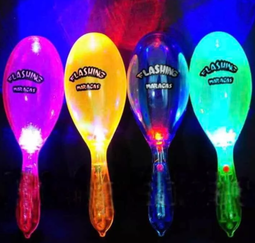 10X LED Light Up Maracas Flashing Lanyard Neon Shake Toy Cheering Party Concert - Lets Party