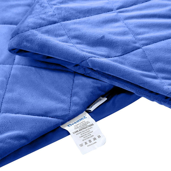 DreamZ 11KG Adults Size Anti Anxiety Weighted Blanket Gravity Blankets Blue - Lets Party