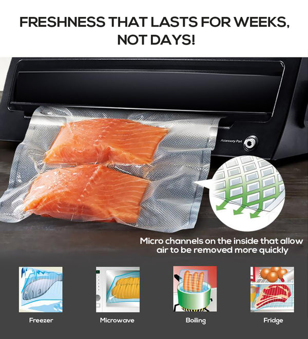 3x Vacuum Food Sealer Bag Bags Foodsaver Storage Saver Seal Commercial Heat Roll - Lets Party