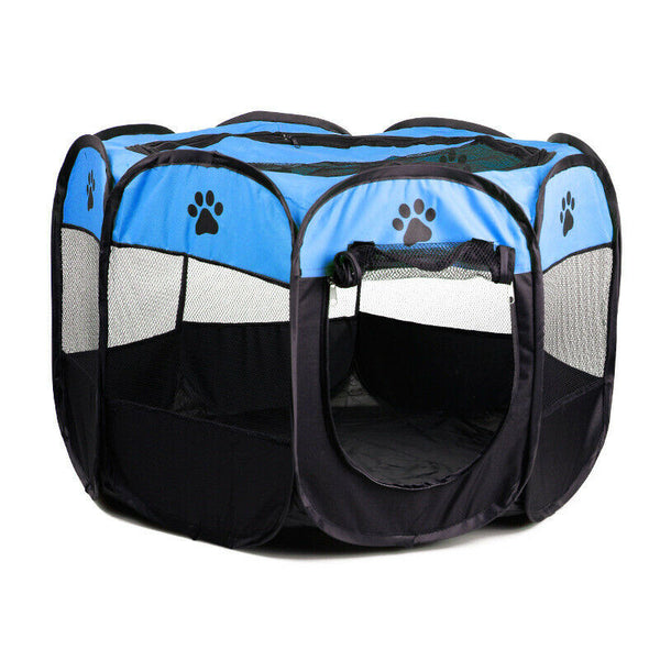 8 Panel Pet Tent Playpen Dog Cat Play Pen Bags Kennel Portable Puppy - Lets Party