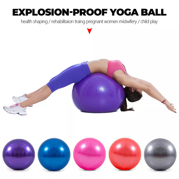 25cm Silver Gym Yoga Ball Home Fitness Exercise Balance Pilates Pregnancy Birthing - Lets Party