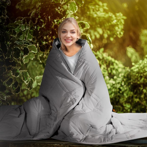 Dreamz Weighted Blanket Cotton Heavy Gravity Adults Deep Relax Relief 9KG Grey - Lets Party