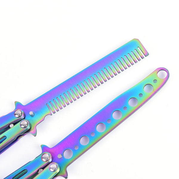 All Color Butterfly Comb knife Metal Folding Practice Trainer Training Tool - Lets Party