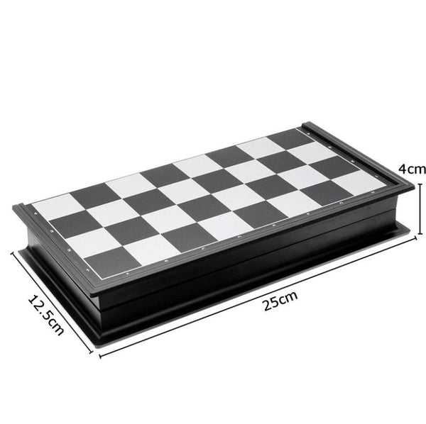 Foldable Magnetic Silver Gold Chess Box Set/Educational Board Contemporary Tool - Lets Party