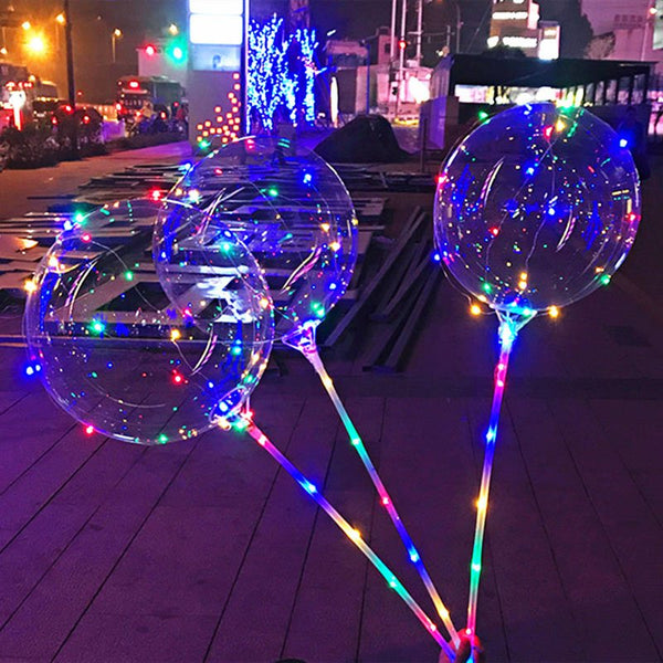 2/5/10x LED Lights With Clear Bubble Balloons Set Or Only Bobo Balloon Party  - Lets Party