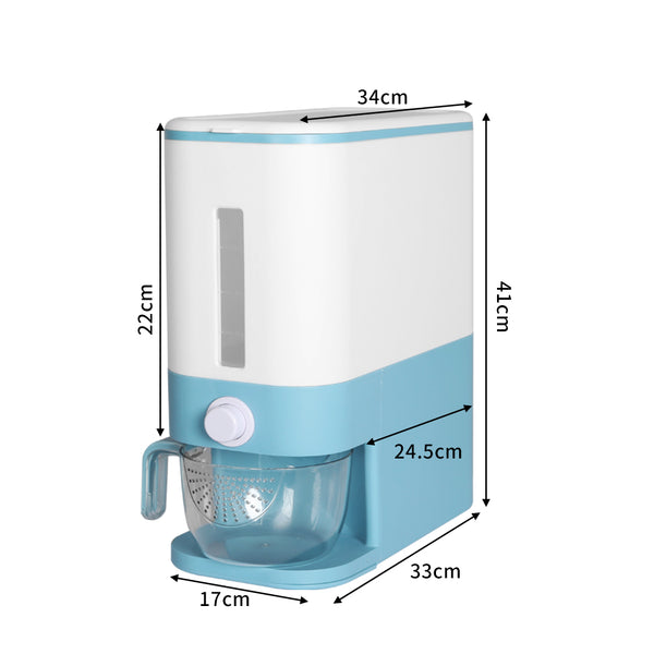 TOQUE Cereal Dispenser Auto Grain Storage Box Food Flour Container 12L Blue - Lets Party