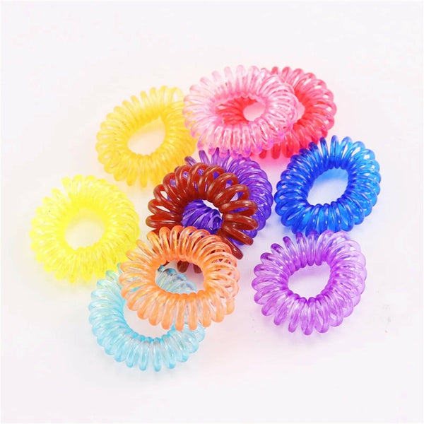 UP 200XElastic Rubber Coil Hair Band Ropes Women Ponytail Holder Soft Gel Spiral - Lets Party