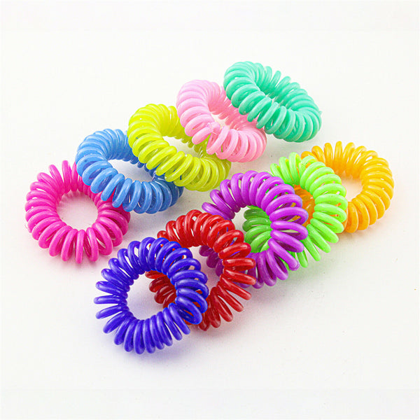 UP 200XElastic Rubber Coil Hair Band Ropes Women Ponytail Holder Soft Gel Spiral - Lets Party