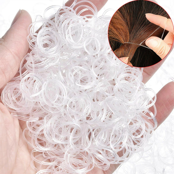 Up 10000PCS Transparent Ponytail Holder Elastic Rubber Band Hair Ties Ropes Ring - Lets Party
