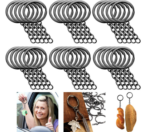 80PCS Bulk Split Metal Key Rings Keyring Blanks With Link Chains For DIY Craft - Lets Party