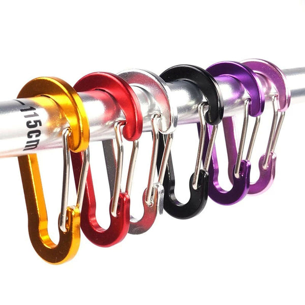 12Pcs Small Carabiner Snap Hook D-Ring Key Chain Clip Hiking Camping Mixed Color - Lets Party