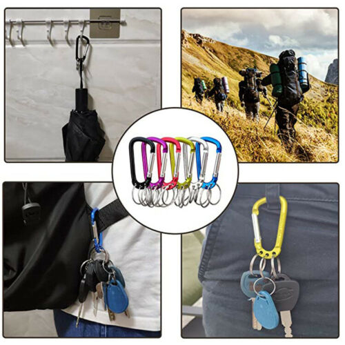 12Pcs Small Carabiner Snap Hook D-Ring Key Chain Clip Hiking Camping Mixed Color - Lets Party