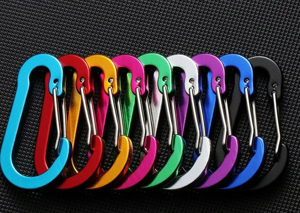 12Pcs Small Carabiner Snap Hook D-Ring Key Chain Clip Hiking Camping Mixed Color - Lets Party