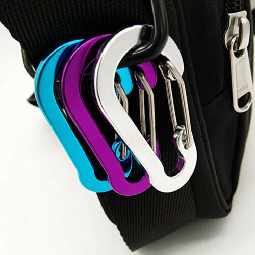 12Pcs Small Carabiner Snap Hook D-Ring Key Chain Clip Hiking Camping Mixed Color - Lets Party