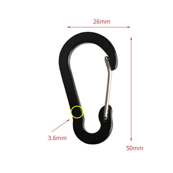 12Pcs Small Carabiner Snap Hook D-Ring Key Chain Clip Hiking Camping Mixed Color - Lets Party