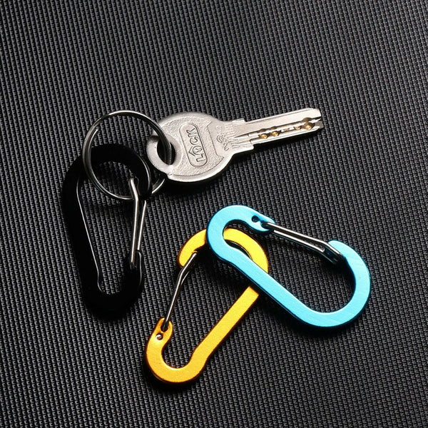 12Pcs Small Carabiner Snap Hook D-Ring Key Chain Clip Hiking Camping Mixed Color - Lets Party