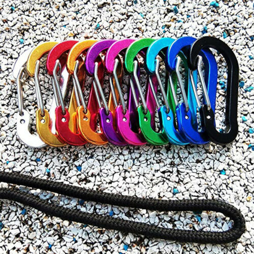 12Pcs Small Carabiner Snap Hook D-Ring Key Chain Clip Hiking Camping Mixed Color - Lets Party