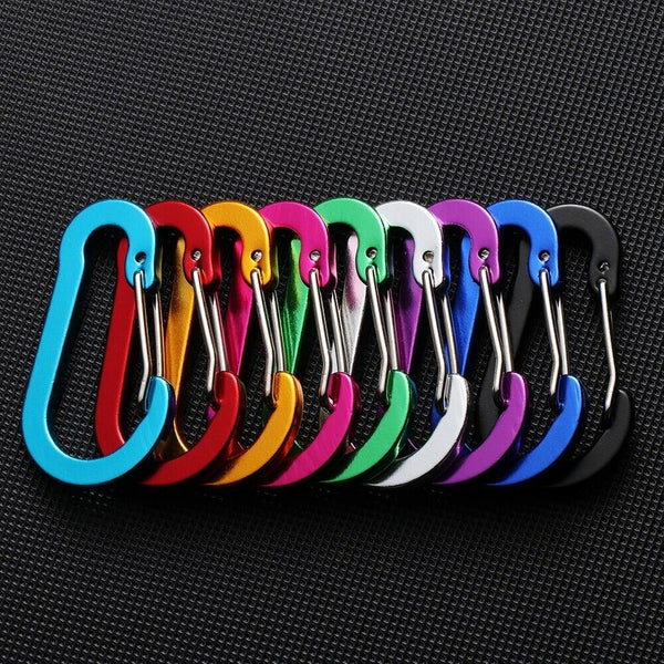 12Pcs Small Carabiner Snap Hook D-Ring Key Chain Clip Hiking Camping Mixed Color - Lets Party