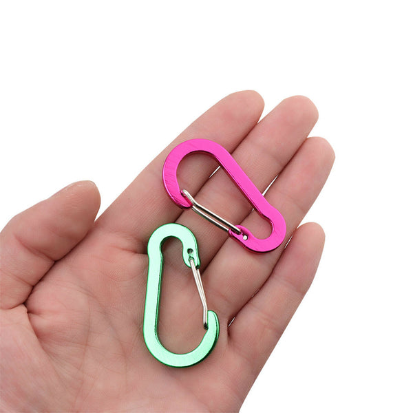 12Pcs Small Carabiner Snap Hook D-Ring Key Chain Clip Hiking Camping Mixed Color - Lets Party