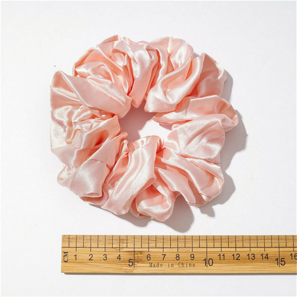 4Pcs Large Scrunchies Silk Satin Elastic Hair Hair Band Rope Tie Ponytail Random - Lets Party