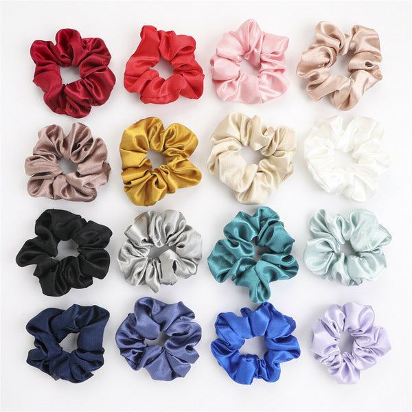 4Pcs Large Scrunchies Silk Satin Elastic Hair Hair Band Rope Tie Ponytail Random - Lets Party