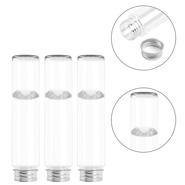 20X Clear Flat Plastic Test Tubes With Screw Cap For Candy Beans Decor 60/110ml - Lets Party