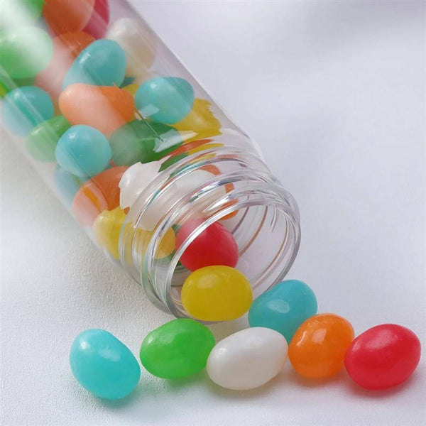 20X Clear Flat Plastic Test Tubes With Screw Cap For Candy Beans Decor 60/110ml - Lets Party