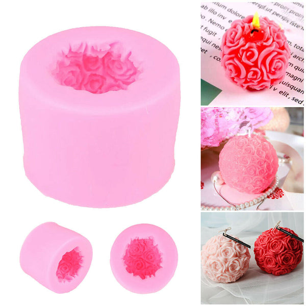 3D Silicone Candle Mold Rose Ball Aromatherapy Candle Soap Mould Craft Baking - Lets Party