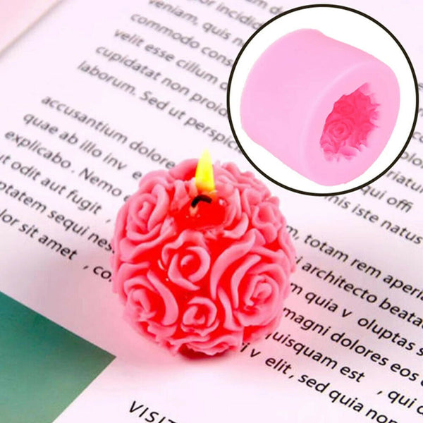 3D Silicone Candle Mold Rose Ball Aromatherapy Candle Soap Mould Craft Baking - Lets Party