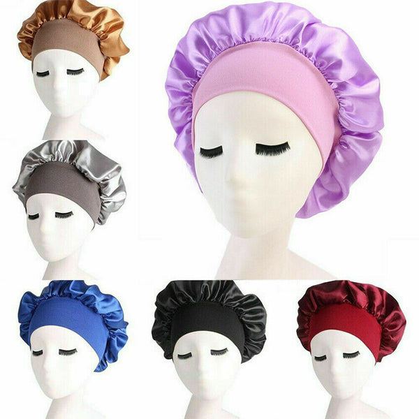 Women's Sleep Hair Hat Care Elastic Sleeping Bonnet Night Soft Cap 8 Colors - Lets Party