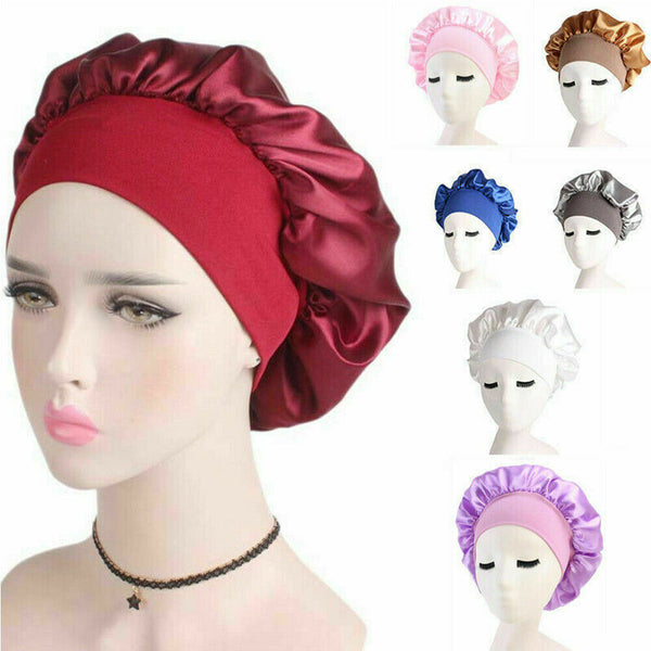Women's Sleep Hair Hat Care Elastic Sleeping Bonnet Night Soft Cap 8 Colors - Lets Party