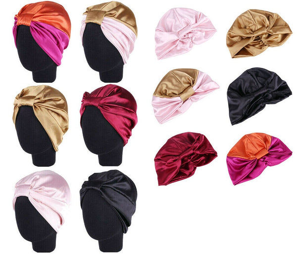 Womens Imitated Silk Sleeping Cap Sleep Hat Night Hair Styling Care Bonnet Wrap - Lets Party