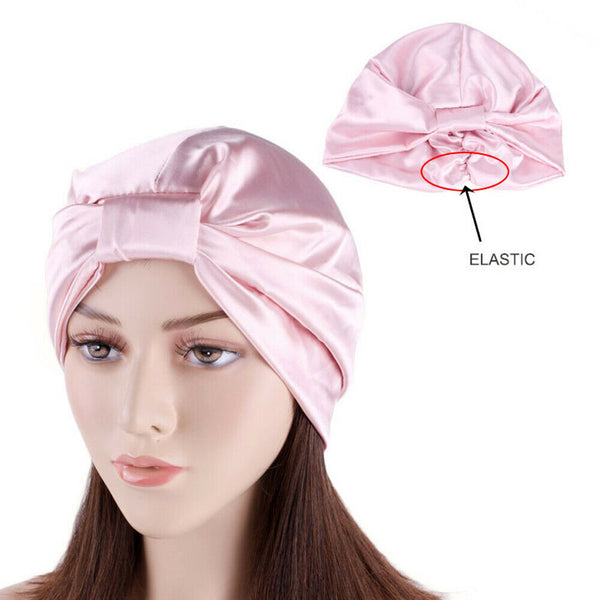 Womens Imitated Silk Sleeping Cap Sleep Hat Night Hair Styling Care Bonnet Wrap - Lets Party