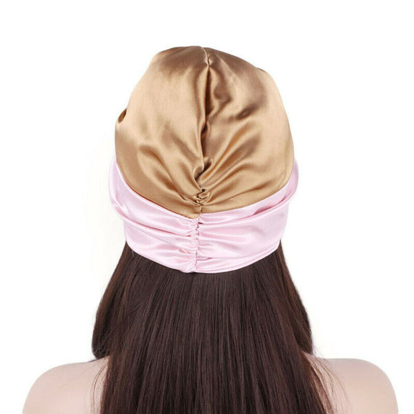 Womens Imitated Silk Sleeping Cap Sleep Hat Night Hair Styling Care Bonnet Wrap - Lets Party