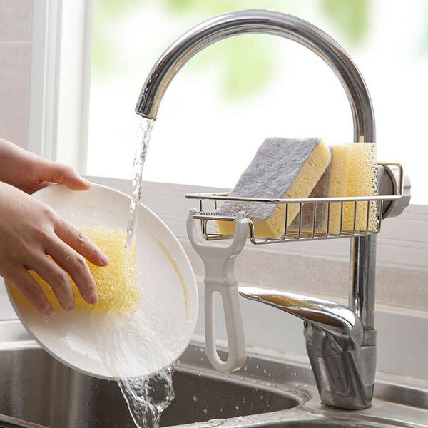 Kitchen Sink Faucet Shelf Sponge Dish Cloth Rack Holder Racks Storage Organizer - Lets Party