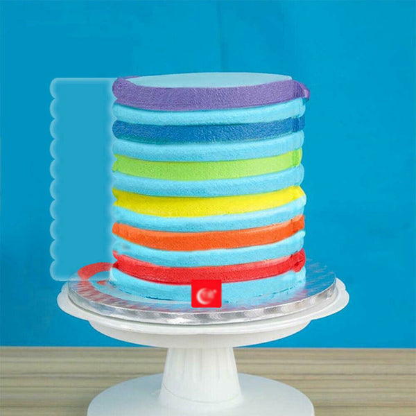 Clear Acrylic Cake Scraper Smoother Stripes Edge Side Cake Scraper Frosting Comb - Lets Party