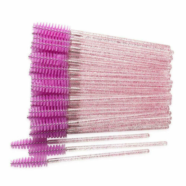 Fuchsia New Disposable Eyelash Brush Applicator Extension Mascara Wands - Lets Party